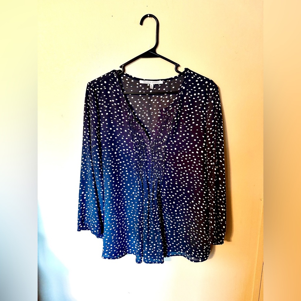 Collective Concepts Lovely Blue & White Dot Blouse - XL